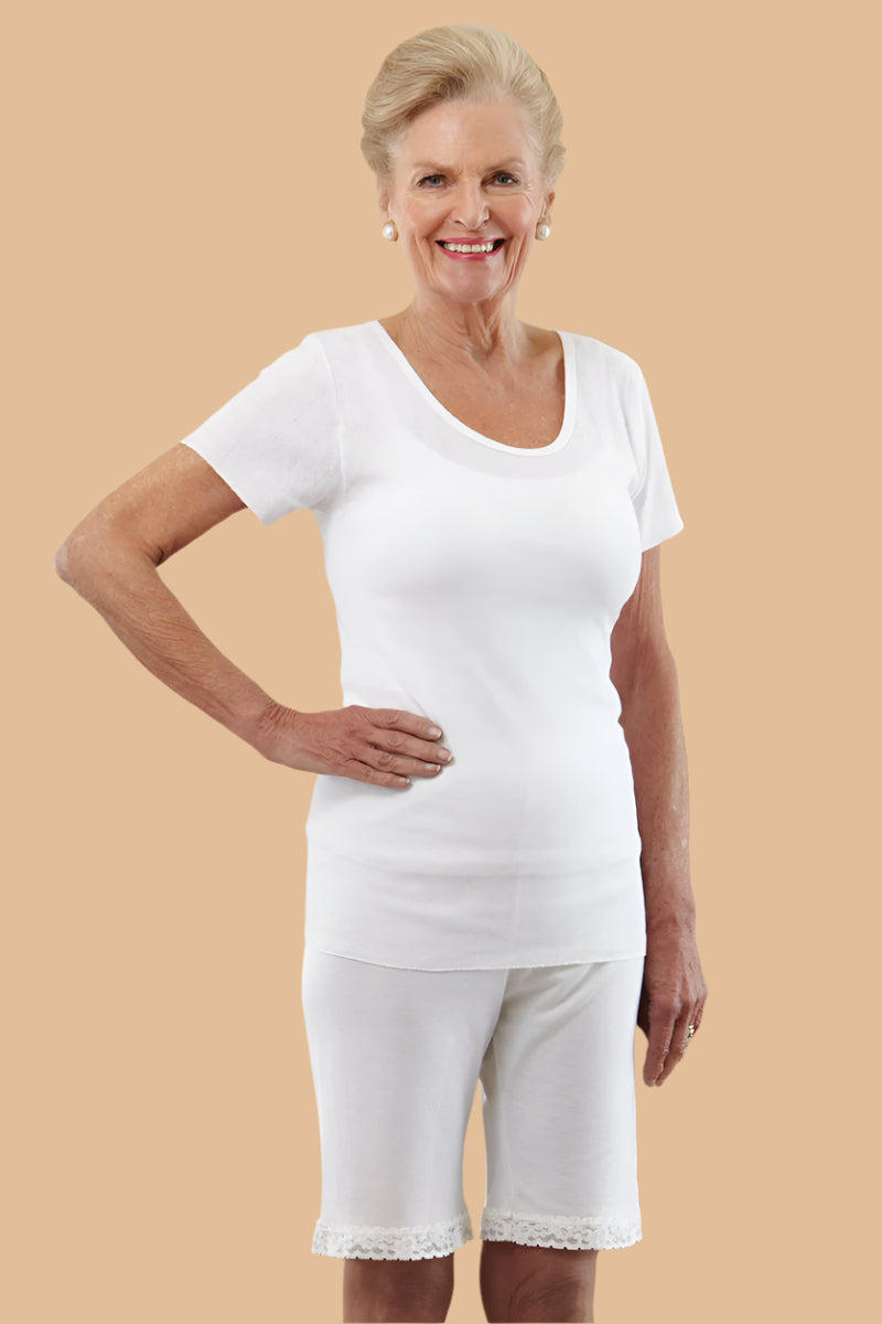 Dutch Neck T-Shirt for women by Buck & Buck in White, and available in different sizes. This tops item is part of our women's undershirts collection.
