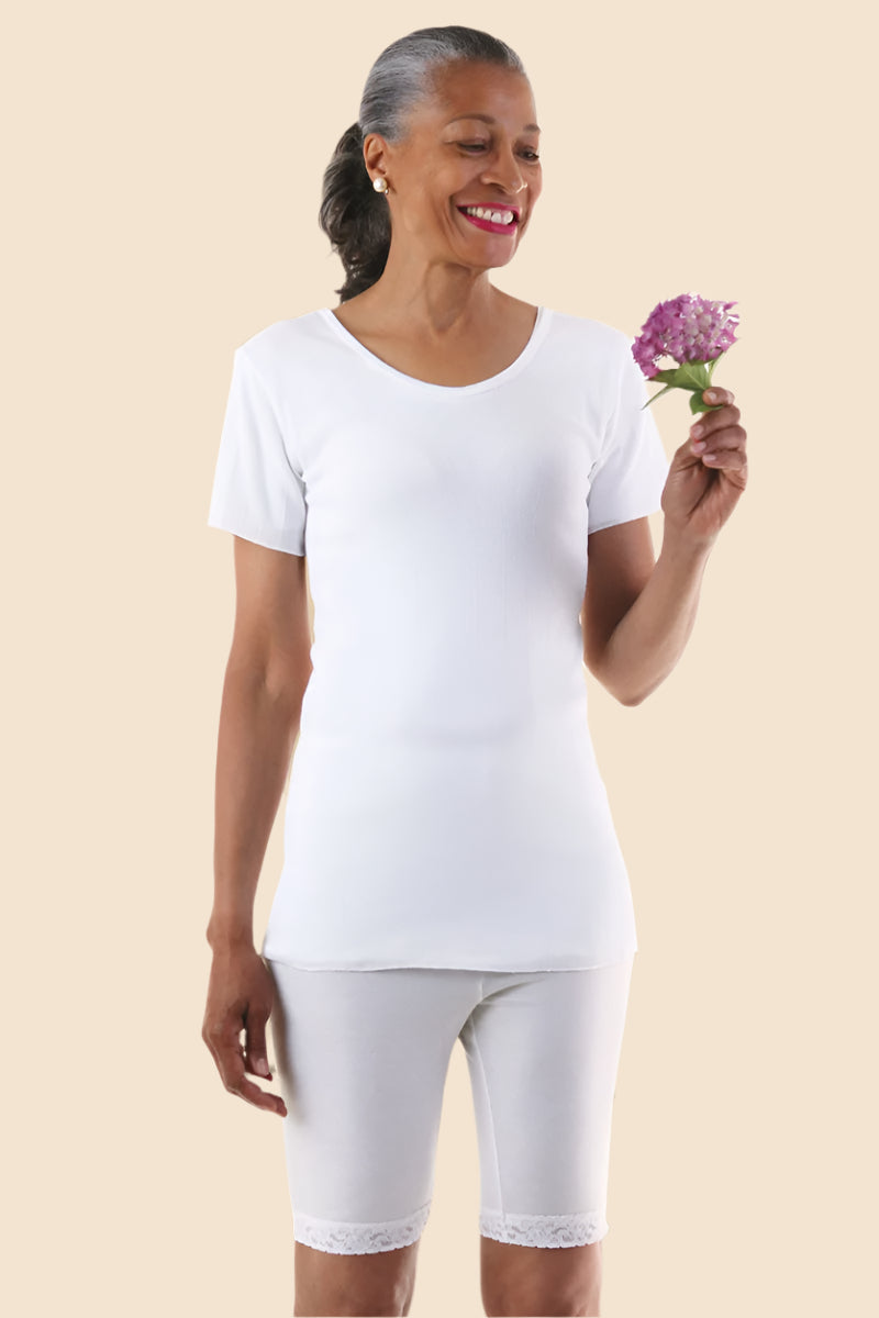 Dutch Neck T-Shirt for women by Buck & Buck in White, and available in different sizes. This tops item is part of our women's undershirts collection.
