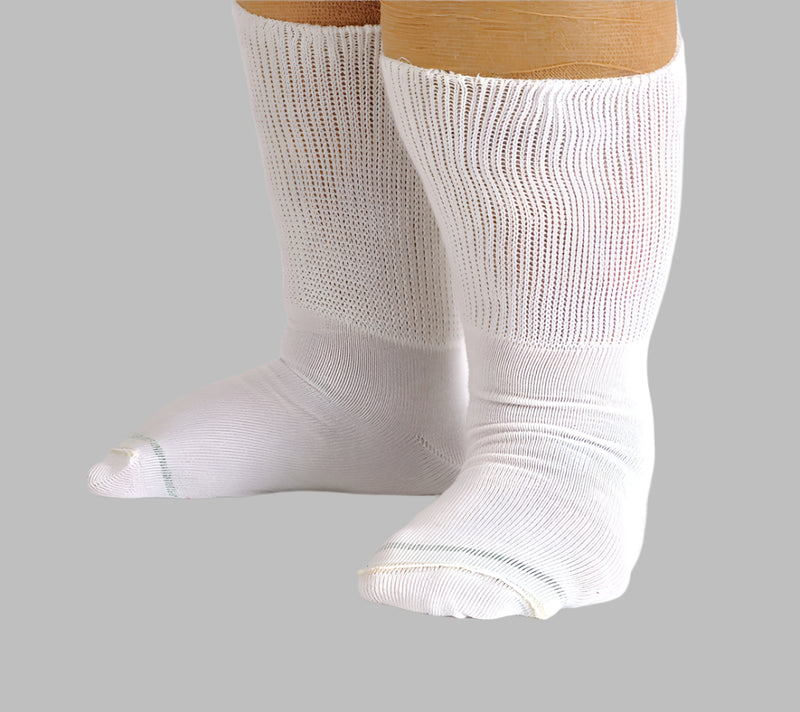 Extra Wide® Bariatric Socks by Buck & Buck in White, and available only in a one-size option. This socks & hosiery item is part of our knee socks collection.