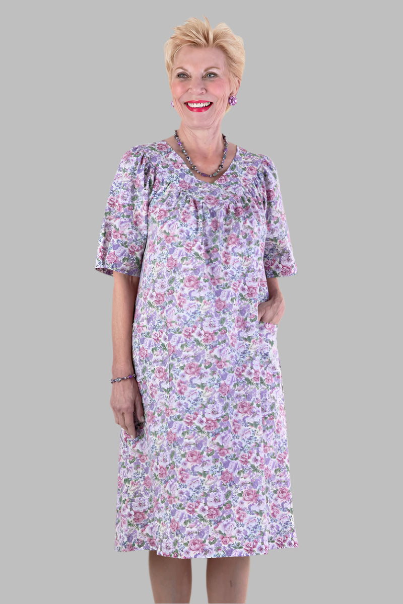 Cut-Away V-Neck Snap Back Muu Muu for women by Buck & Buck in Lilac, and available in different sizes. This dresses & skirts item is part of our dresses collection.