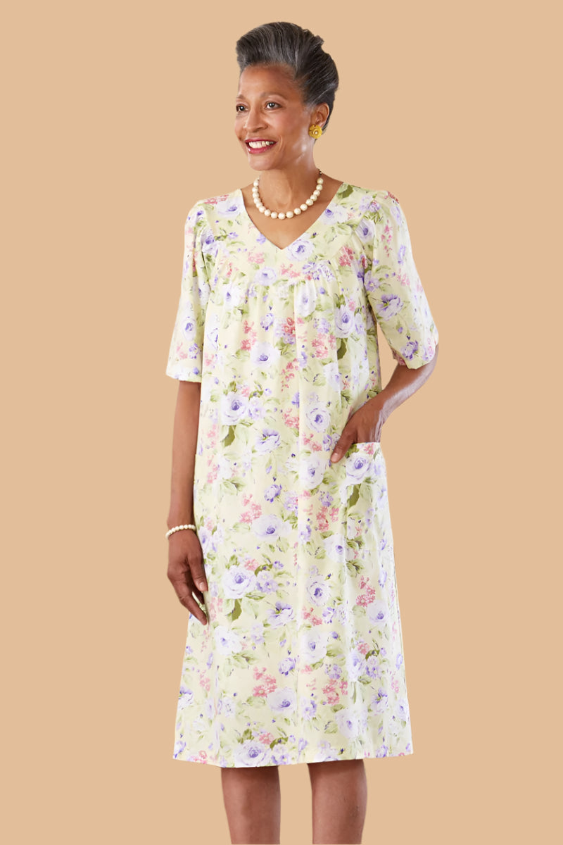 Cut-Away V-Neck Snap Back Muu Muu for women by Buck & Buck in Yellow, and available in different sizes. This dresses & skirts item is part of our dresses collection.