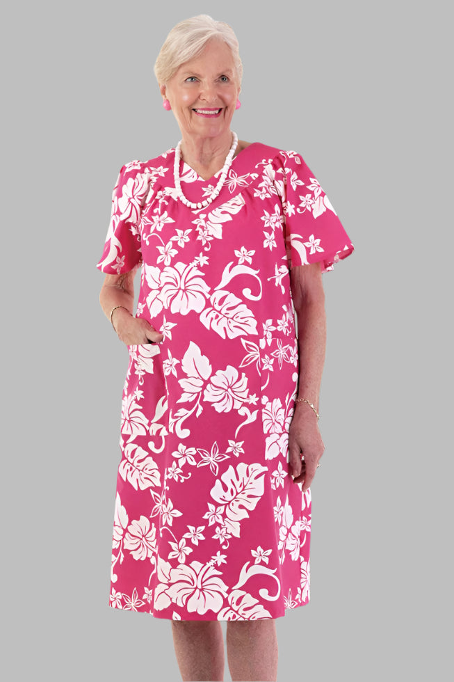 Hawaiian Print Wrap Back Muu Muu for women by Buck & Buck in Pink, and available in different sizes. This dresses & skirts item is part of our dresses collection.