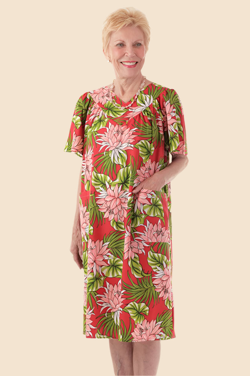 Hawaiian Print Wrap Back Muu Muu for women by Buck & Buck in Red, and available in different sizes. This dresses & skirts item is part of our dresses collection.
