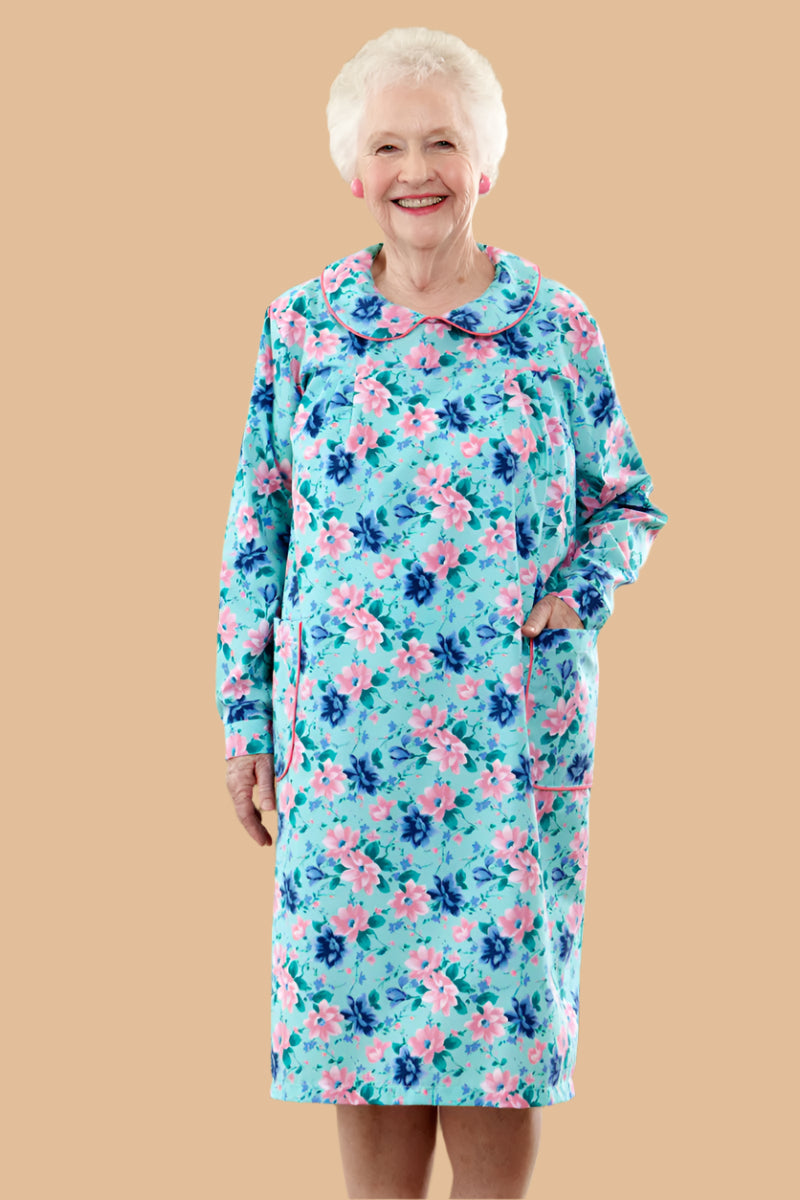 Long Sleeve Wrap Back Duster for women by Buck & Buck in Turquoise, and available in different sizes. This sleepwear item is part of our nightgowns collection.