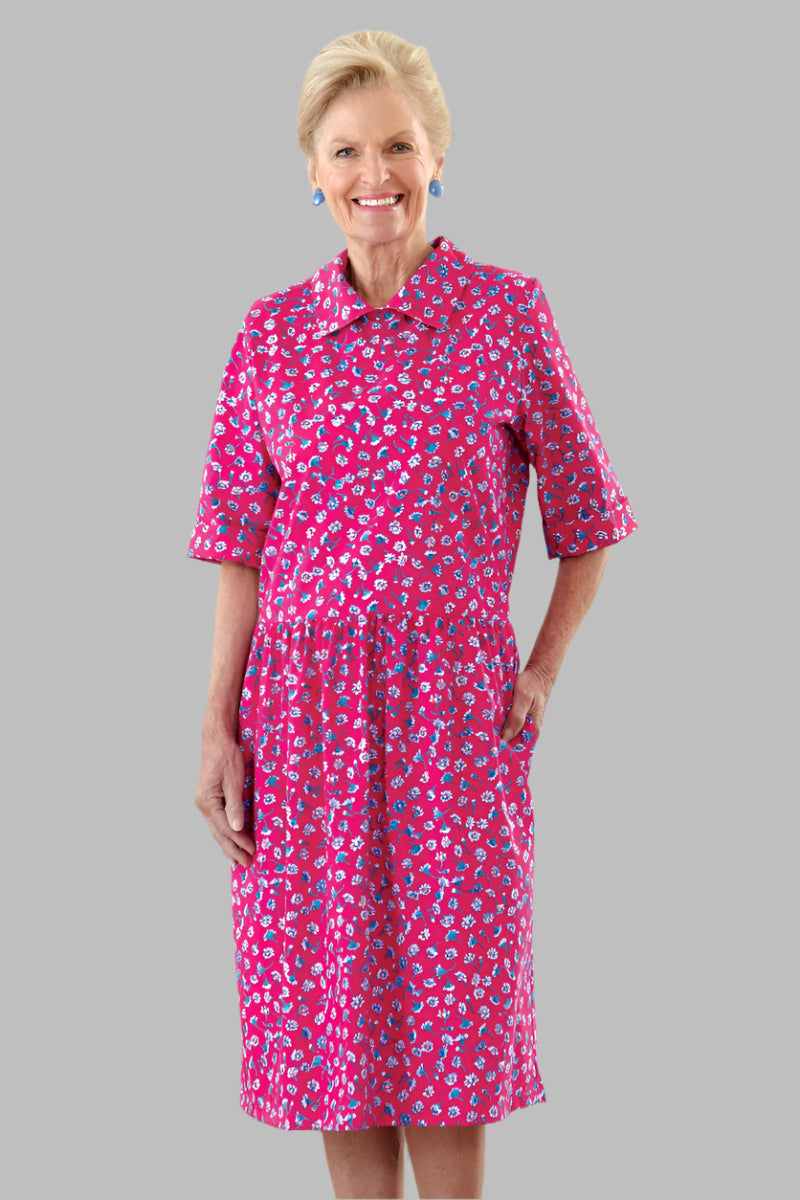 3/4 Sleeve Drop Waist Snap Back Duster for women by Buck & Buck in Pink, and available in different sizes. This sleepwear item is part of our nightgowns collection.