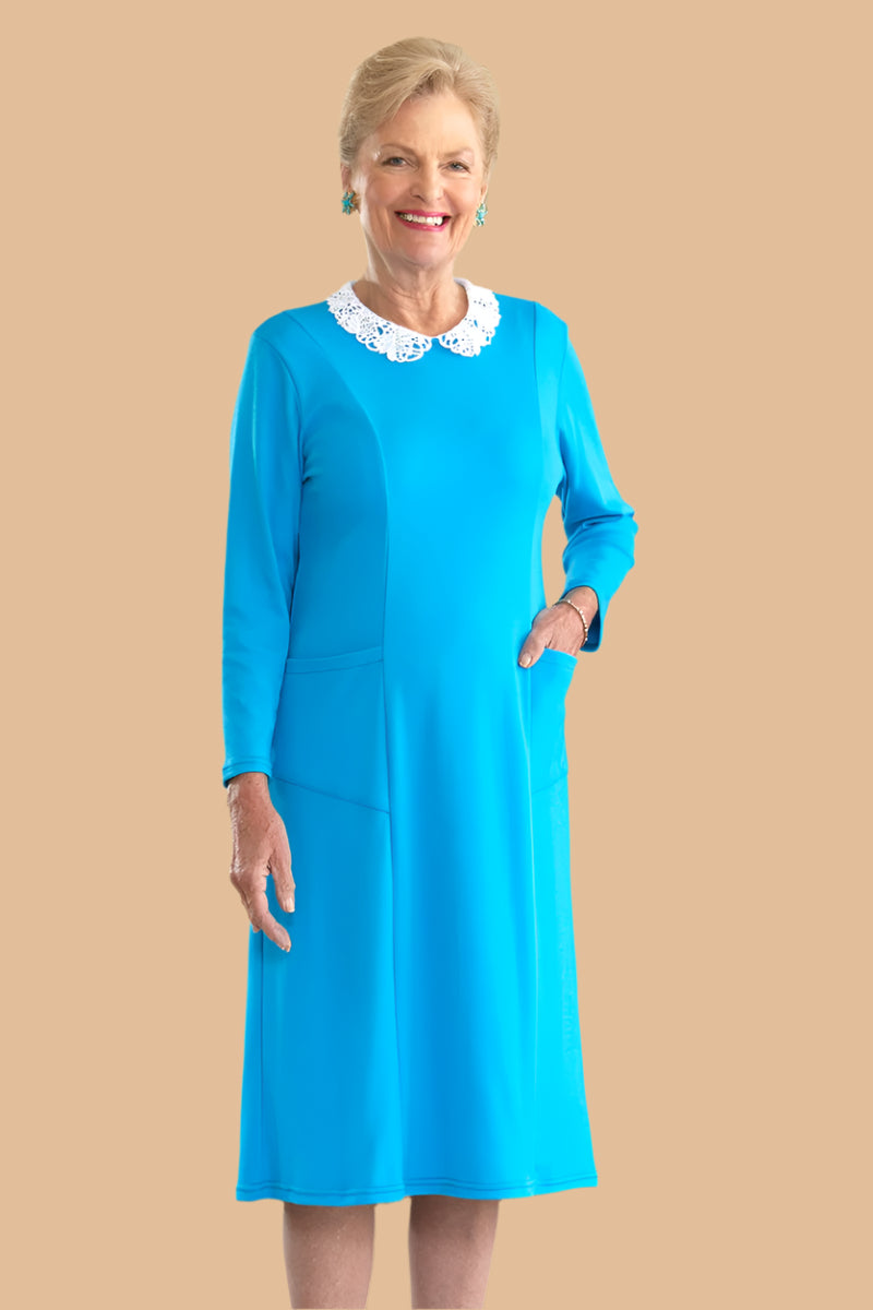 Lace Collar Knit Snap Back Dress for women by Buck & Buck, and available in different sizes. This dresses & skirts item is part of our dresses collection.