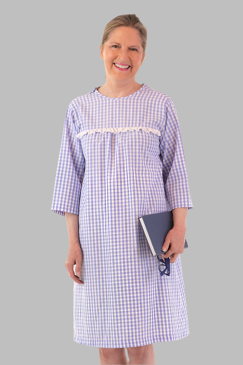 Cotton/Poly Open Back Nightgown for women by Buck & Buck in Pink Gingham, and available in different sizes. This sleepwear item is part of our nightgowns collection.