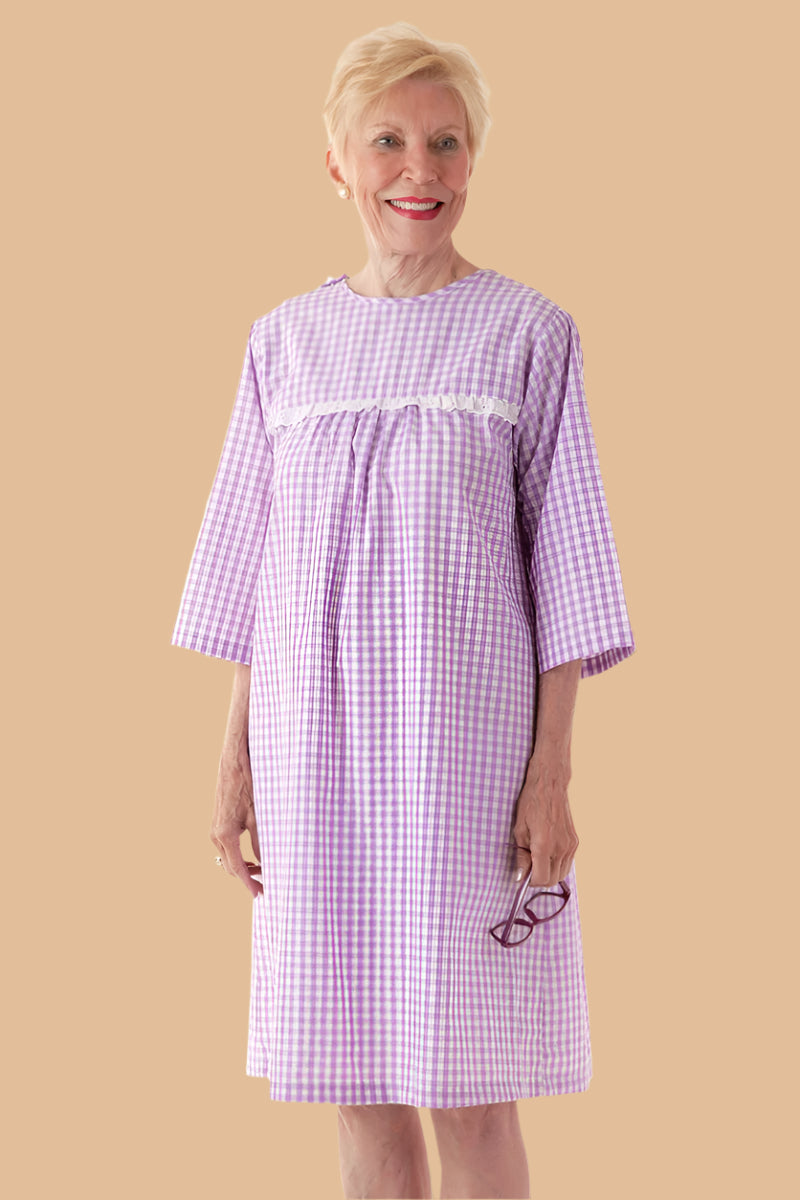 Cotton/Poly Open Back Nightgown for women by Buck & Buck in Pink Gingham, and available in different sizes. This sleepwear item is part of our nightgowns collection.