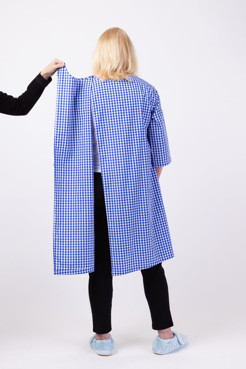 Cotton/Poly Open Back Nightgown for women by Buck & Buck in royal Gingham, and available in different sizes. This sleepwear item is part of our nightgowns collection.