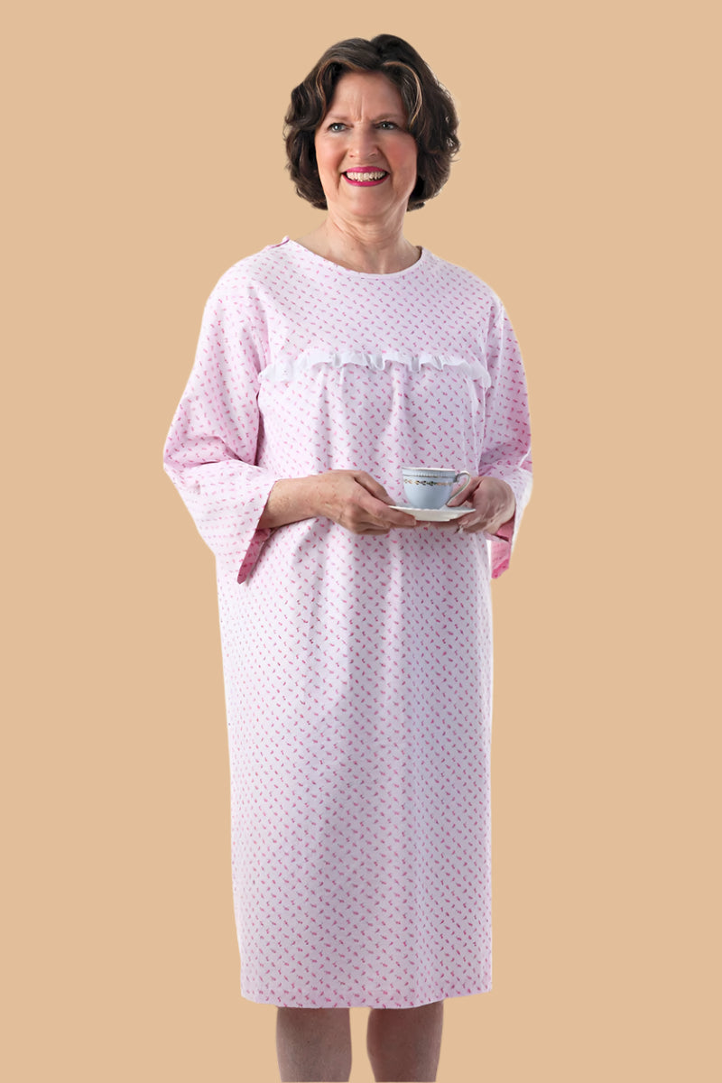 Flannel Open Back Nightgown, Blue / 3X Flannel Open Back Nightgown, Blue / 3X