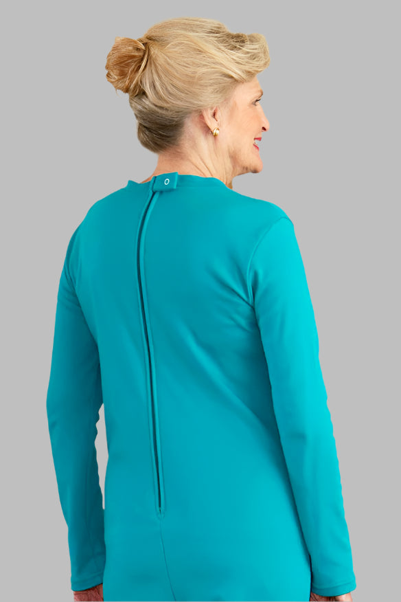 Long Solid Back-Zip Sleep Suit for women by Buck & Buck in Jade, and available in different sizes. This one-piece garments item is part of our sleepwear & loungewear collection.