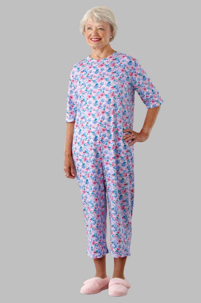 Capri Length Printed Back-Zip Sleep Suit for women by Buck & Buck, and available in different sizes. This one-piece garments item is part of our sleepwear & loungewear collection.