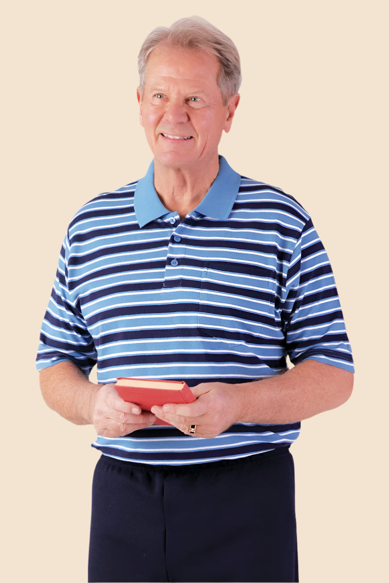 Men's Short Sleeve Polo Shirt by Buck & Buck in Black, and available in different sizes. This tops item is part of our polos collection.