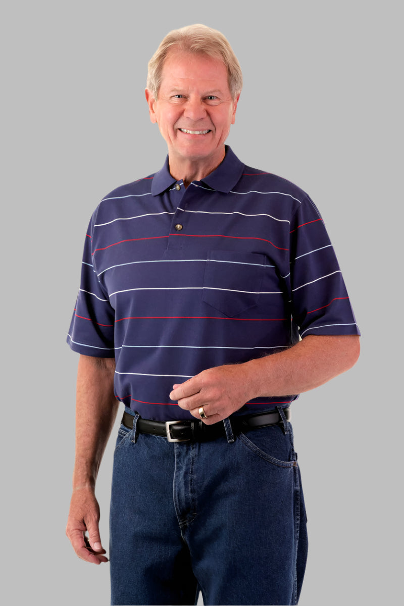 Men's Short Sleeve Polo Shirt by Buck & Buck in Black, and available in different sizes. This tops item is part of our polos collection.