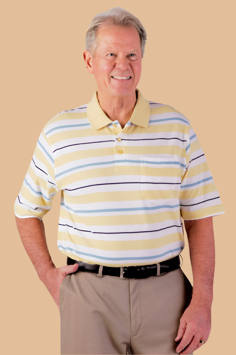 Men's Short Sleeve Polo Shirt by Buck & Buck in Tan/Beige, and available in different sizes. This tops item is part of our polos collection.