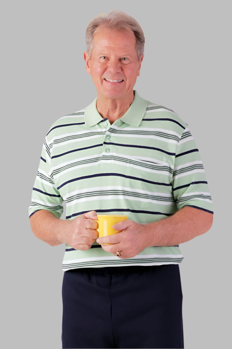 Men's Short Sleeve Polo Shirt by Buck & Buck in Black, and available in different sizes. This tops item is part of our polos collection.