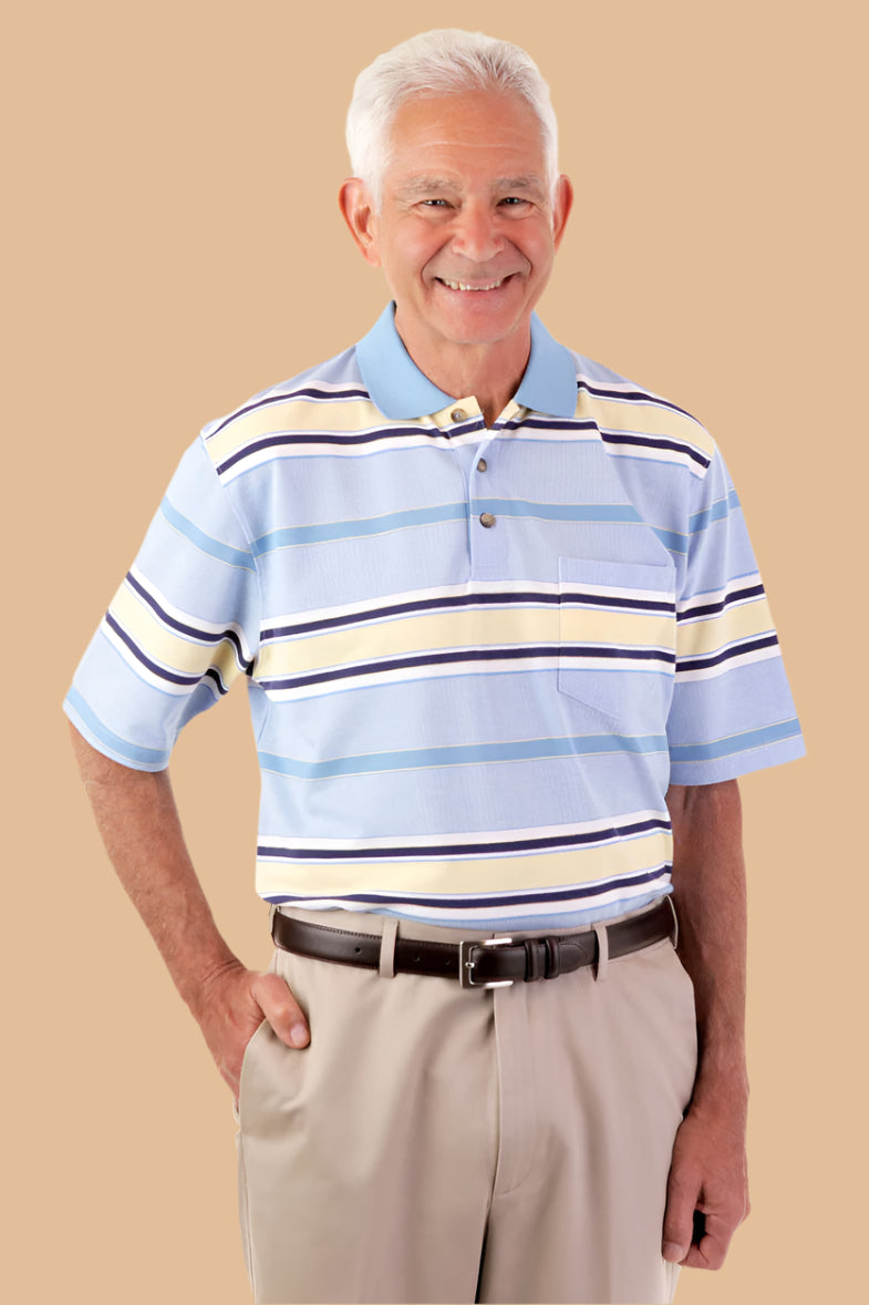 Men's Short Sleeve Polo Shirt by Buck & Buck in Tan/Beige, and available in different sizes. This tops item is part of our polos collection.