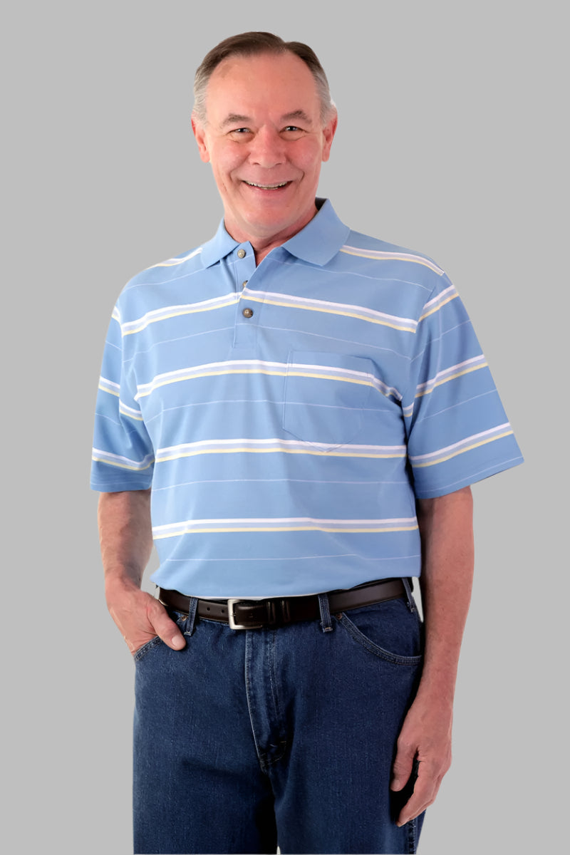 Men's Short Sleeve Polo Shirt by Buck & Buck in Black, and available in different sizes. This tops item is part of our polos collection.