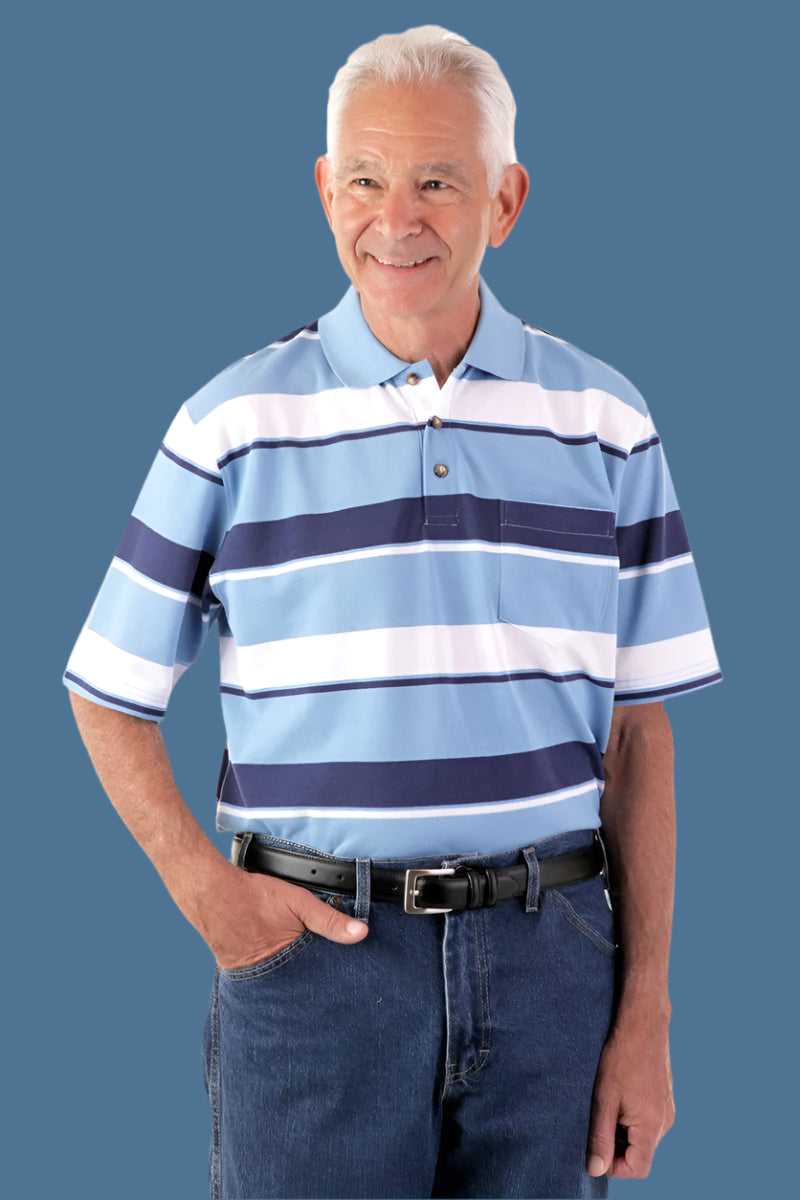 Men's Short Sleeve Polo Shirt by Buck & Buck, and available in different sizes. This tops item is part of our polos collection.