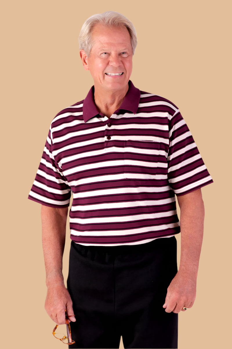 Men's Short Sleeve Polo Shirt by Buck & Buck in Black, and available in different sizes. This tops item is part of our polos collection.