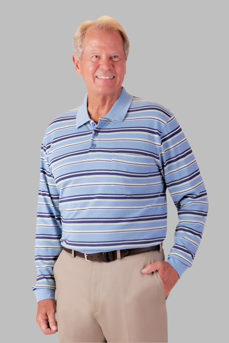 Men's Long Sleeve Polo Shirt by Buck & Buck, and available in different sizes. This tops item is part of our polos collection.