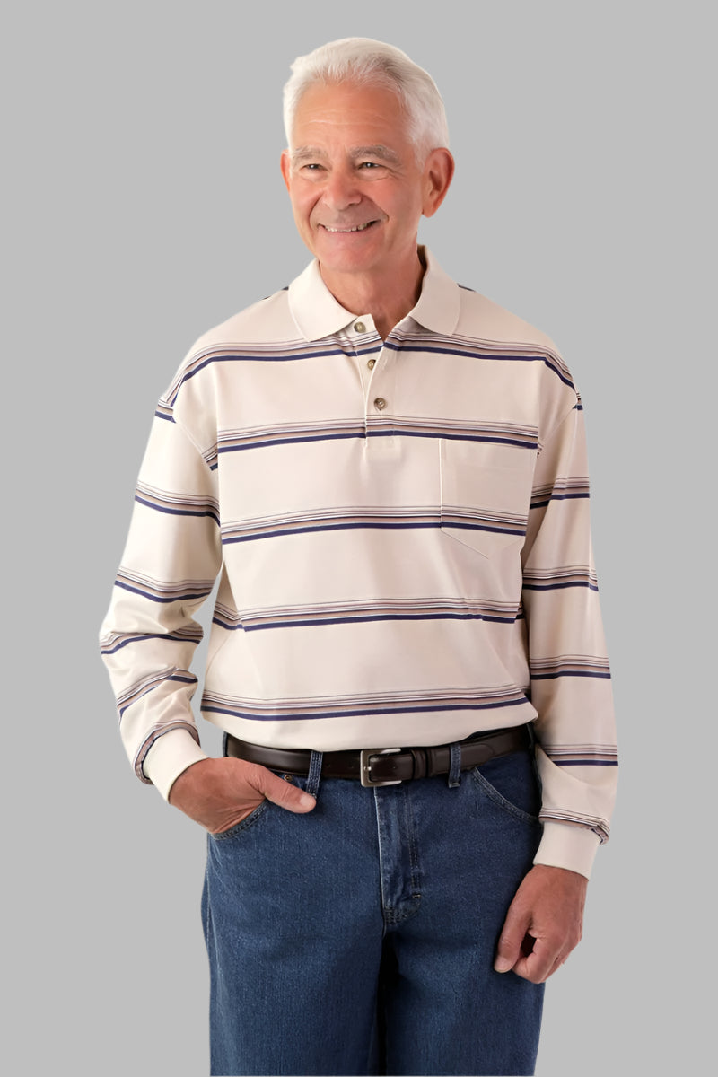 Men's Long Sleeve Polo Shirt by Buck & Buck, and available in different sizes. This tops item is part of our polos collection.