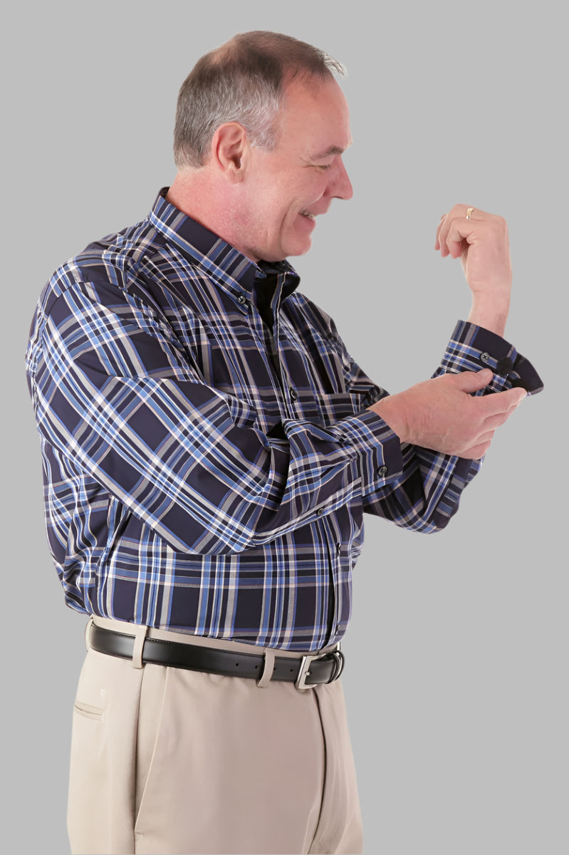 Long Sleeve Sport Shirt With VELCRO® Fasteners for men by Buck & Buck in Tan/Beige, and available in different sizes. This tops item is part of our shirts collection.