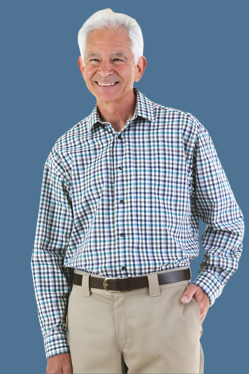 Long Sleeve Sport Shirt With VELCRO® Fasteners for men by Buck & Buck in Tan/Beige, and available in different sizes. This tops item is part of our shirts collection.