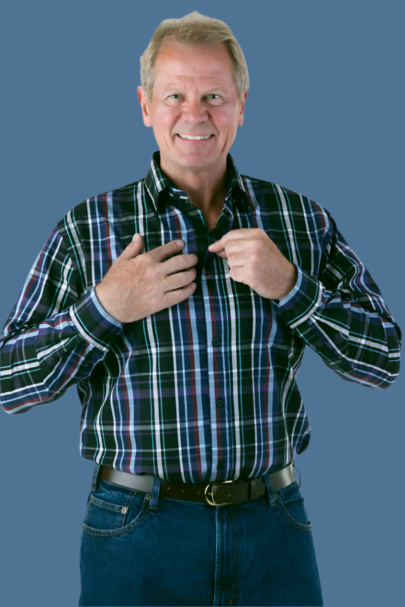 Long Sleeve Sport Shirt With VELCRO® Fasteners for men by Buck & Buck in Navy, and available in different sizes. This tops item is part of our shirts collection.