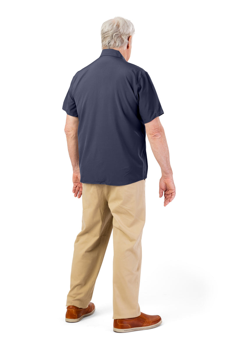 Men's Short Sleeve VELCRO® Button Down by Buck & Buck in Navy, and available in different sizes. This tops item is part of our shirts collection.