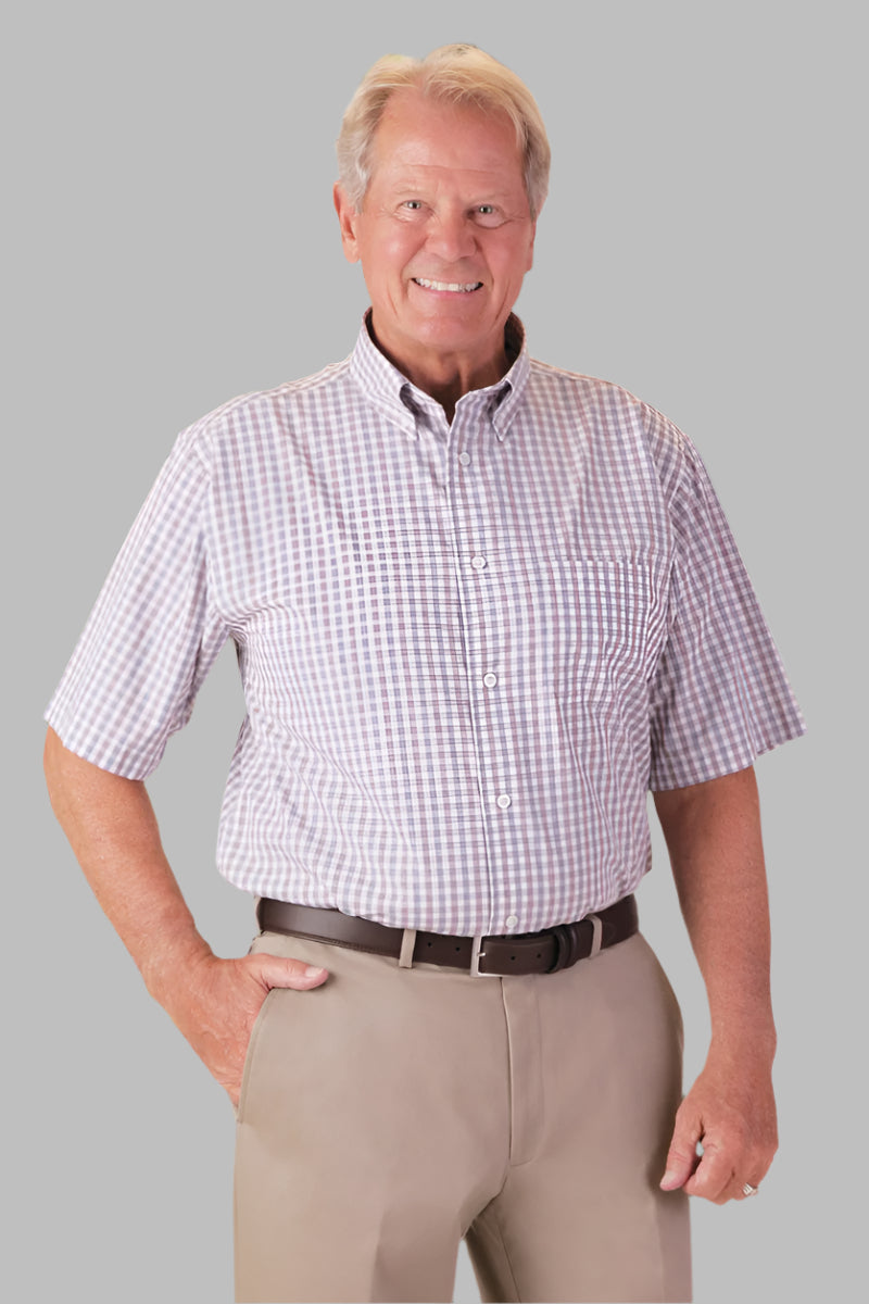 Short Sleeve Sport Shirt With VELCRO® Fasteners for men by Buck & Buck in Tan/Beige, and available in different sizes. This tops item is part of our shirts collection.