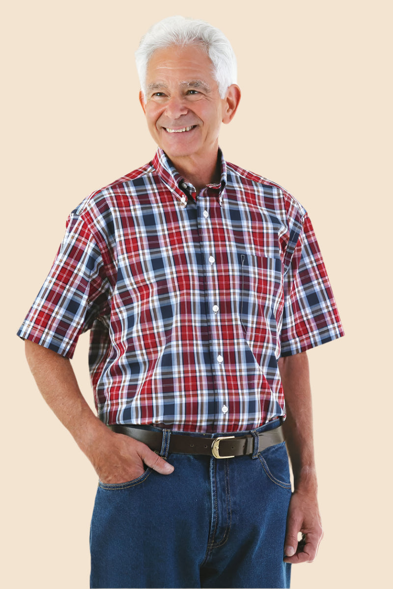 Short Sleeve Sport Shirt With VELCRO® Fasteners for men by Buck & Buck, and available in different sizes. This tops item is part of our shirts collection.