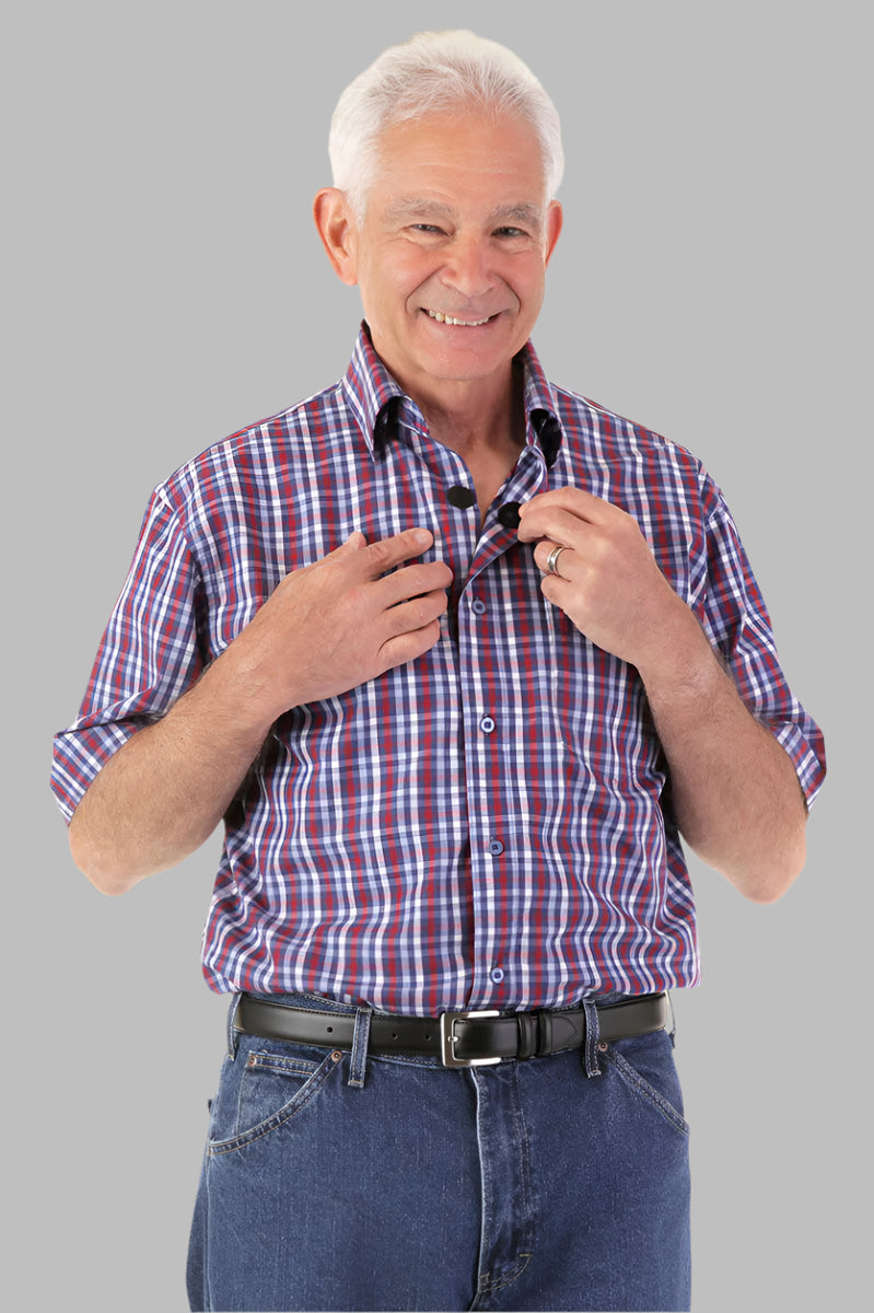 Short Sleeve Sport Shirt With VELCRO® Fasteners for men by Buck & Buck, and available in different sizes. This tops item is part of our shirts collection.