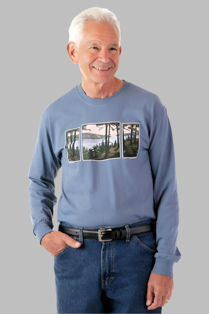 Men's Long Sleeve Printed Snap Back T-Shirt by Buck & Buck, and available in different sizes. This tops item is part of our t-shirts collection.