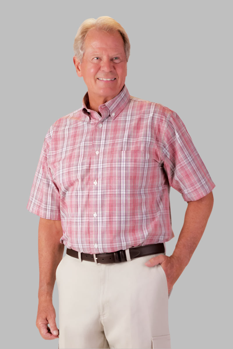 Men's Short-Sleeve Snap Back Sport Shirt by Buck & Buck in Tan/Beige, and available in different sizes. This tops item is part of our shirts collection.