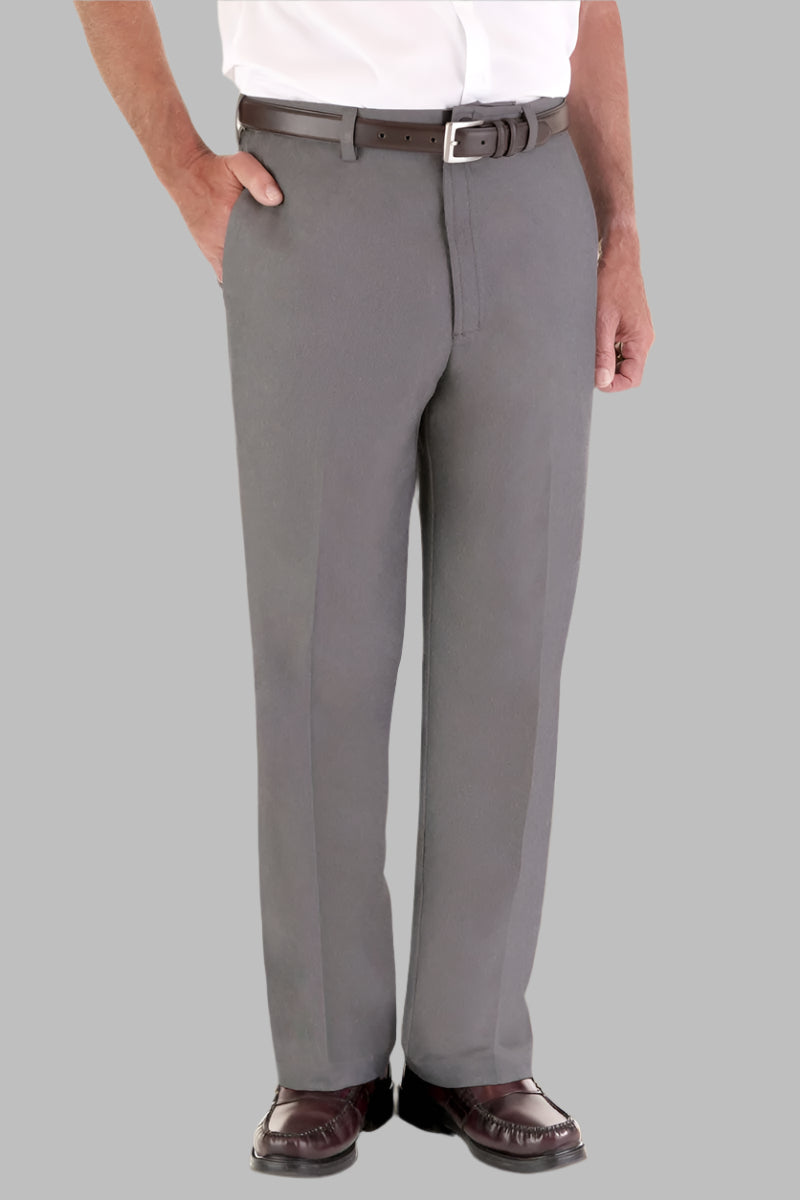 Men's Polyester Dress Slacks VELCRO® Fasteners Fly by Buck & Buck in Gray, and available in different sizes. This bottoms item is part of our trousers collection.