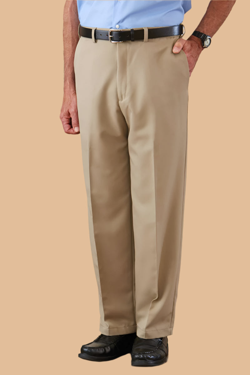 Men's Polyester Dress Slacks VELCRO® Fasteners Fly by Buck & Buck in Gray, and available in different sizes. This bottoms item is part of our trousers collection.