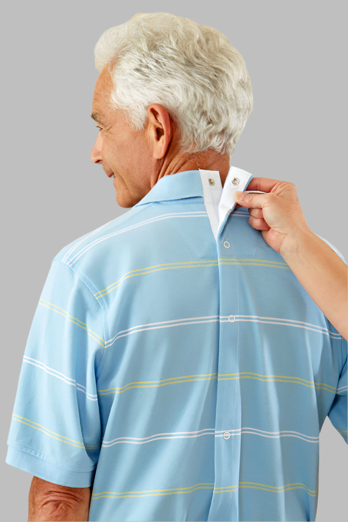 Short Sleeve Snap Back Polo Shirt for men by Buck & Buck in Blue, and available in different sizes. This tops item is part of our polos collection.