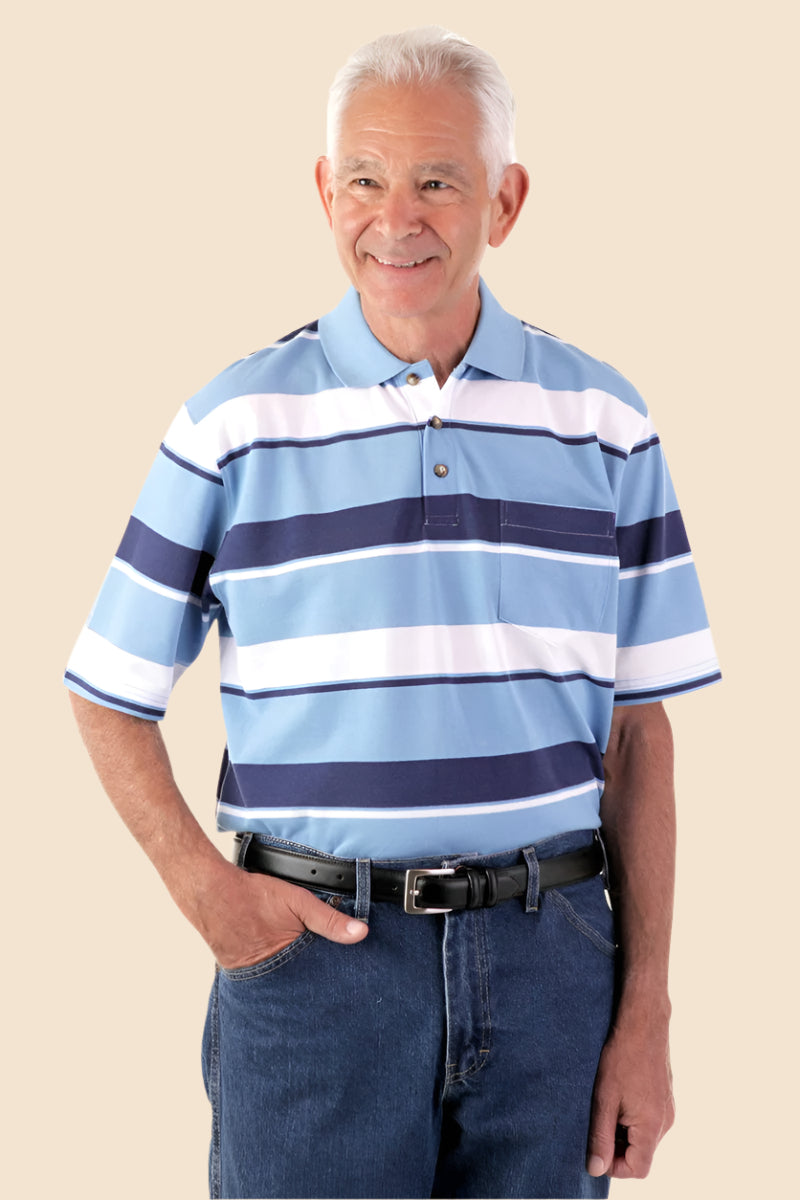 Short Sleeve Snap Back Polo Shirt for men by Buck & Buck, and available in different sizes. This tops item is part of our polos collection.