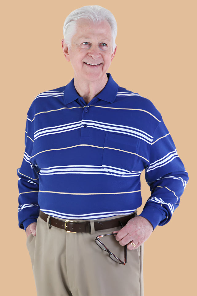 Men's Long-Sleeve Snap Back Polo Shirt by Buck & Buck in Black, and available in different sizes. This tops item is part of our polos collection.