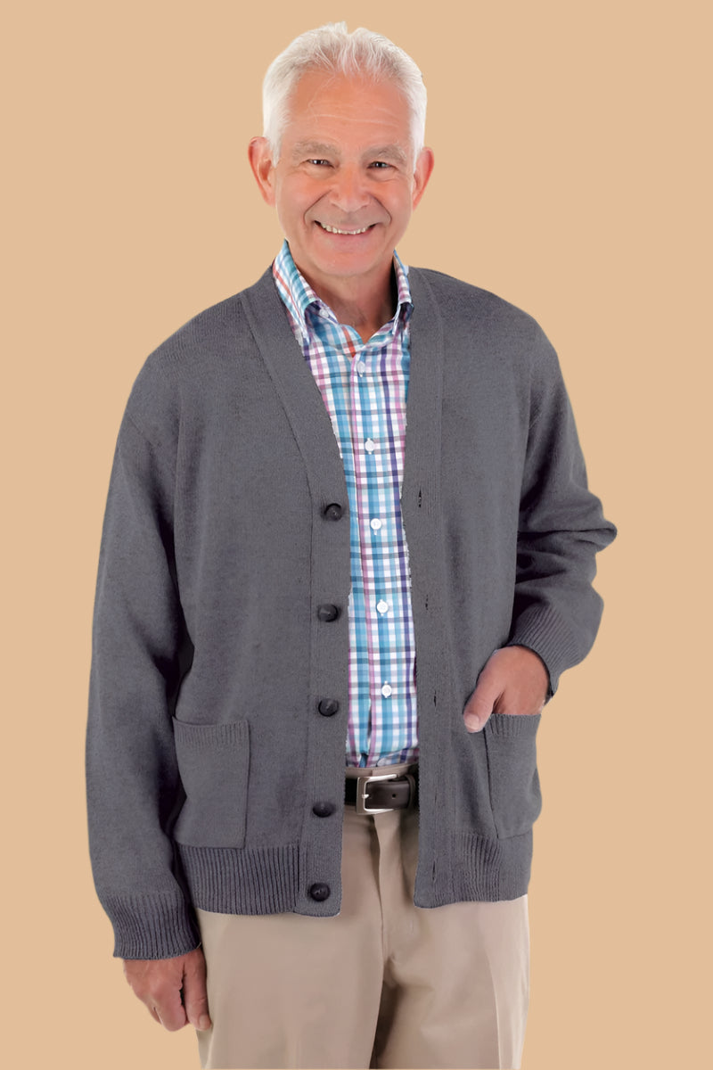 Men's Basic Cardigan With Pockets by Buck & Buck in Navy, and available in different sizes. This tops item is part of our cardigans collection.