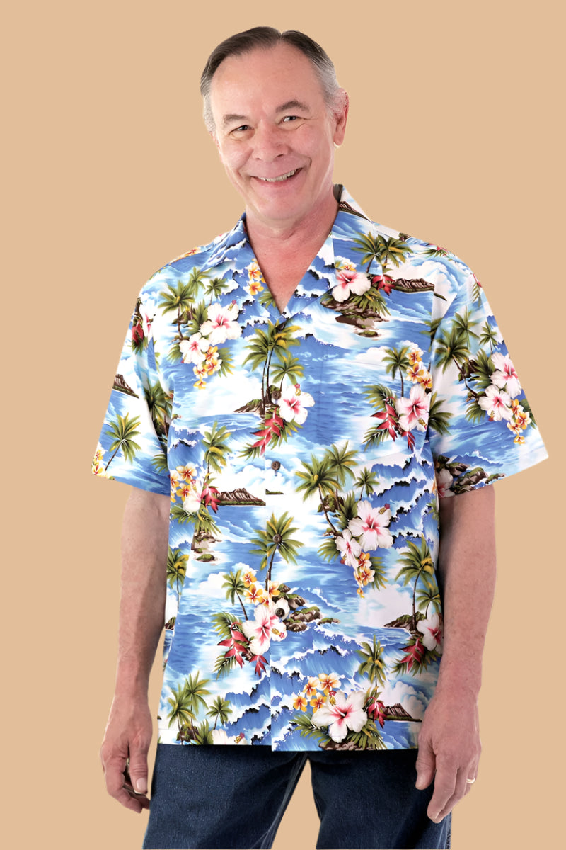 Hawaiian Shirt for men by Buck & Buck in Tan/Beige, and available in different sizes. This tops item is part of our shirts collection.
