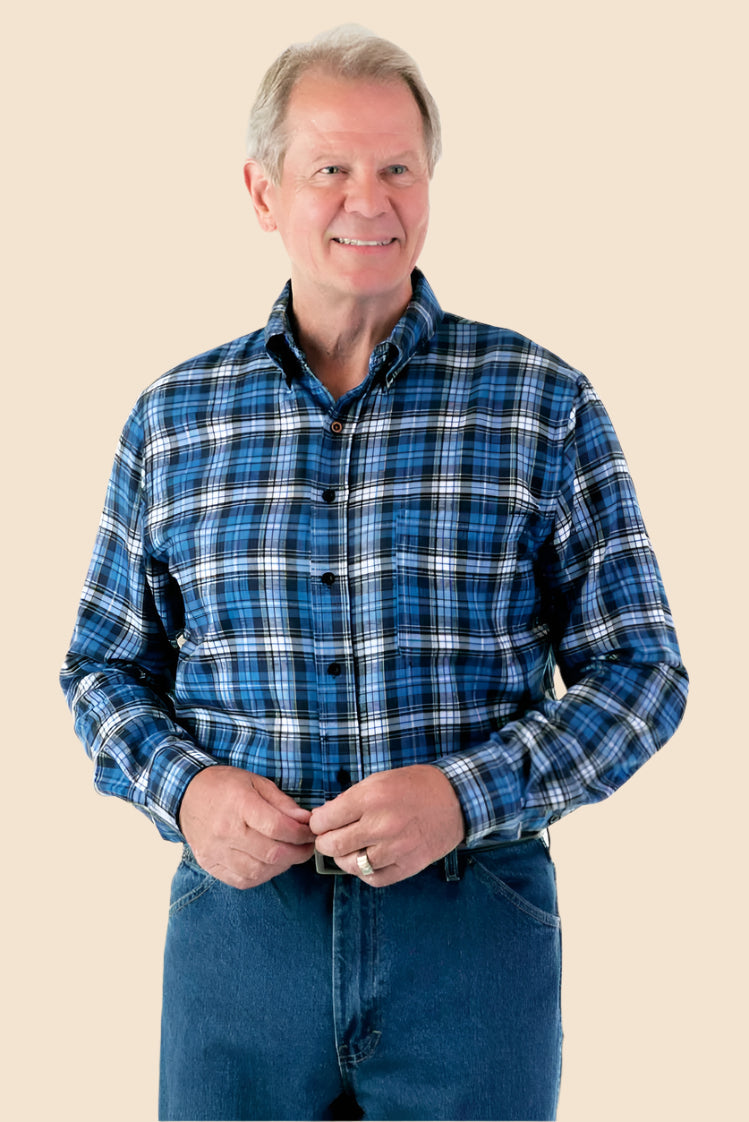 Flannel Shirt With VELCRO® Fasteners for men by Buck & Buck in Blue, and available in different sizes. This tops item is part of our shirts collection.