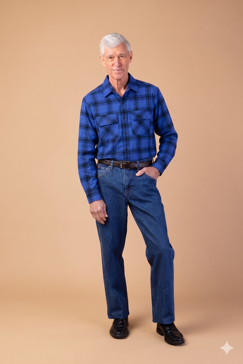 Flannel Shirt With VELCRO® Fasteners for men by Buck & Buck in blue, and available in different sizes. This tops item is part of our shirts collection.
