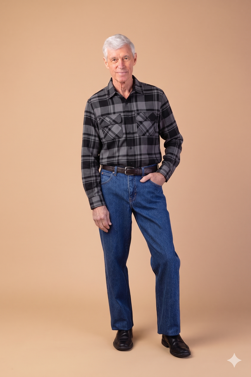 Flannel Shirt With VELCRO® Fasteners for men by Buck & Buck in gray, and available in different sizes. This tops item is part of our shirts collection.
