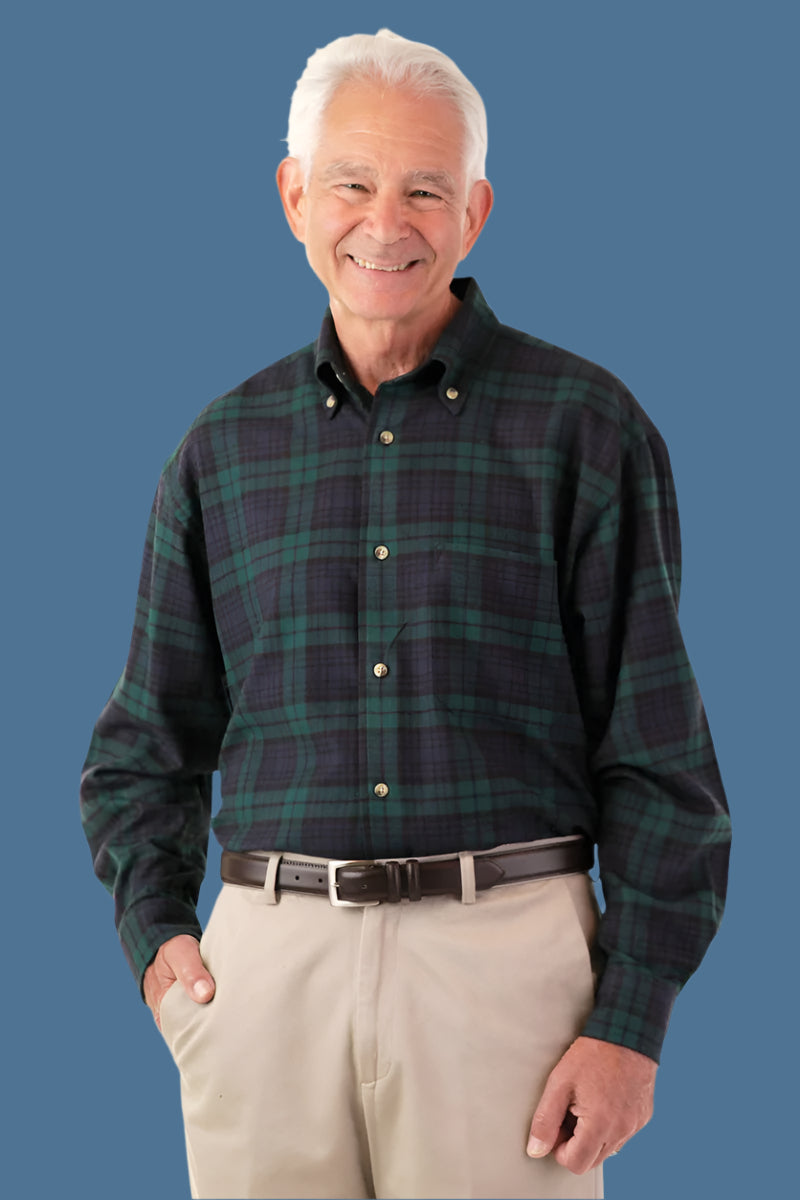 Flannel Shirt With VELCRO® Fasteners for men by Buck & Buck in navy, and available in different sizes. This tops item is part of our shirts collection.