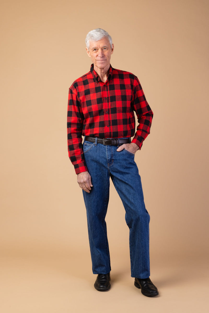 Flannel Shirt With VELCRO® Fasteners for men by Buck & Buck in red, and available in different sizes. This tops item is part of our shirts collection.