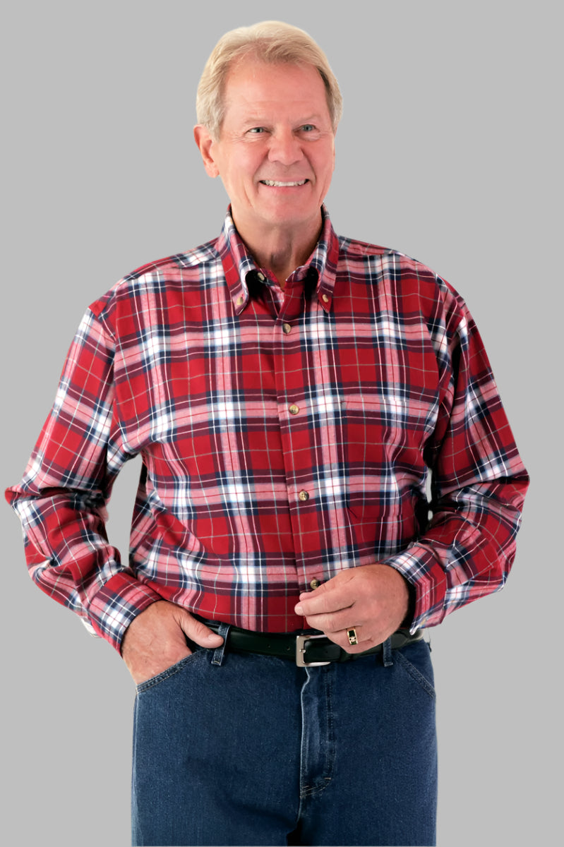 Flannel Shirt With VELCRO® Fasteners for men by Buck & Buck in red, and available in different sizes. This tops item is part of our shirts collection.