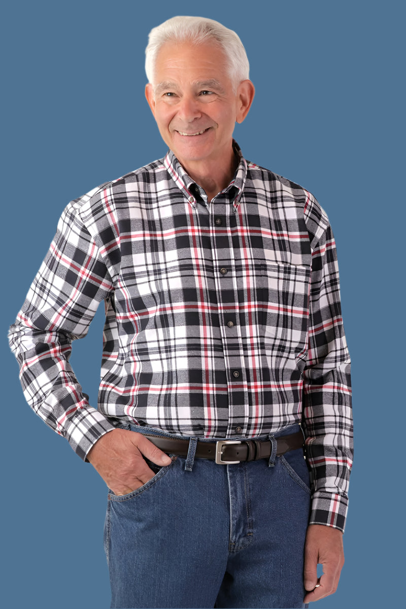 Flannel Shirt With VELCRO® Fasteners for men by Buck & Buck in Red, and available in different sizes. This tops item is part of our shirts collection.