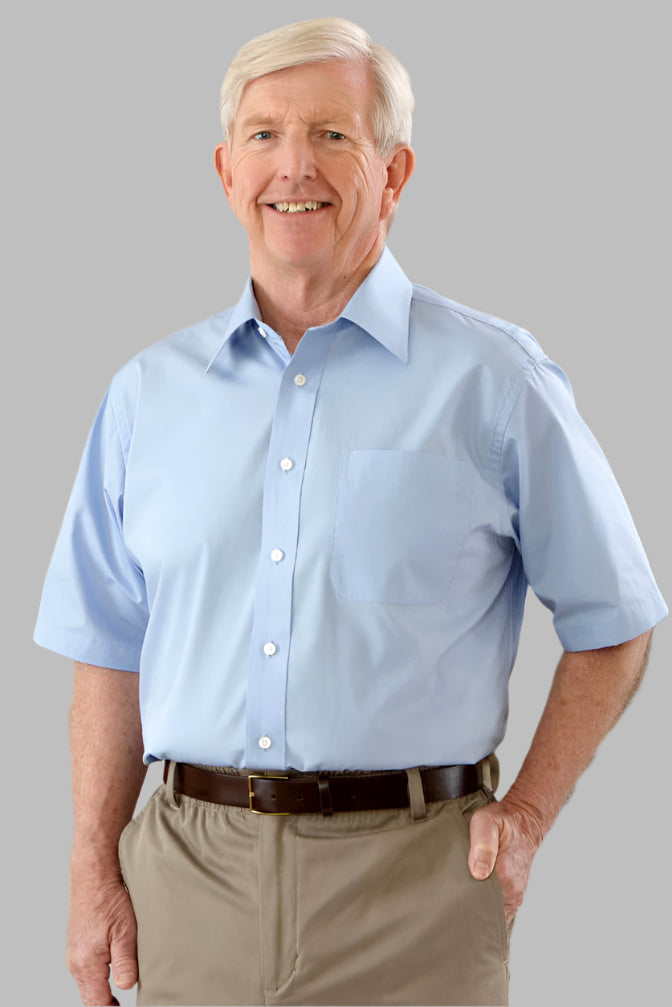 Short Sleeve Dress Shirt With VELCRO® Fasteners (Open Collar) for men by Buck & Buck in White, and available in different sizes. This tops item is part of our shirts collection.